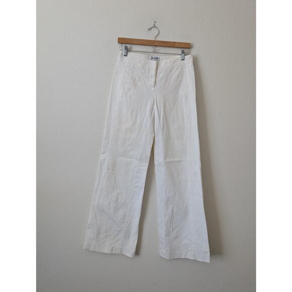 Chanel Womens Wide Leg Trouser Flared High Rise Cotton White Pants Size 38 Italy - Picture 12 of 13
